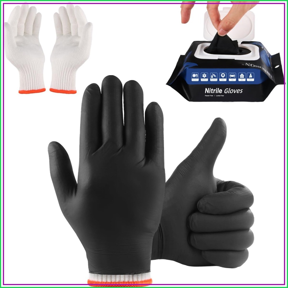 Heat Resistant Glove - 50 Disposable Nitrile Gloves + 2