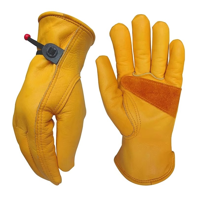 Leather Driving Glove - 1 Pair Cowhide Heavy Duty Security