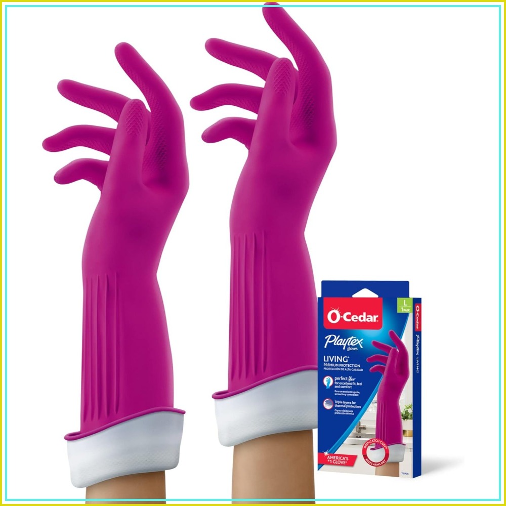 Rubber Glove Cleaning - Reusable Rubber Cleaning Gloves, Large, 2