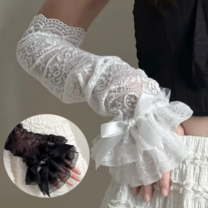 Hollow Out Lace Long Arm Sleev - Fingerless Glove Knit incelemesi ve fiyatı