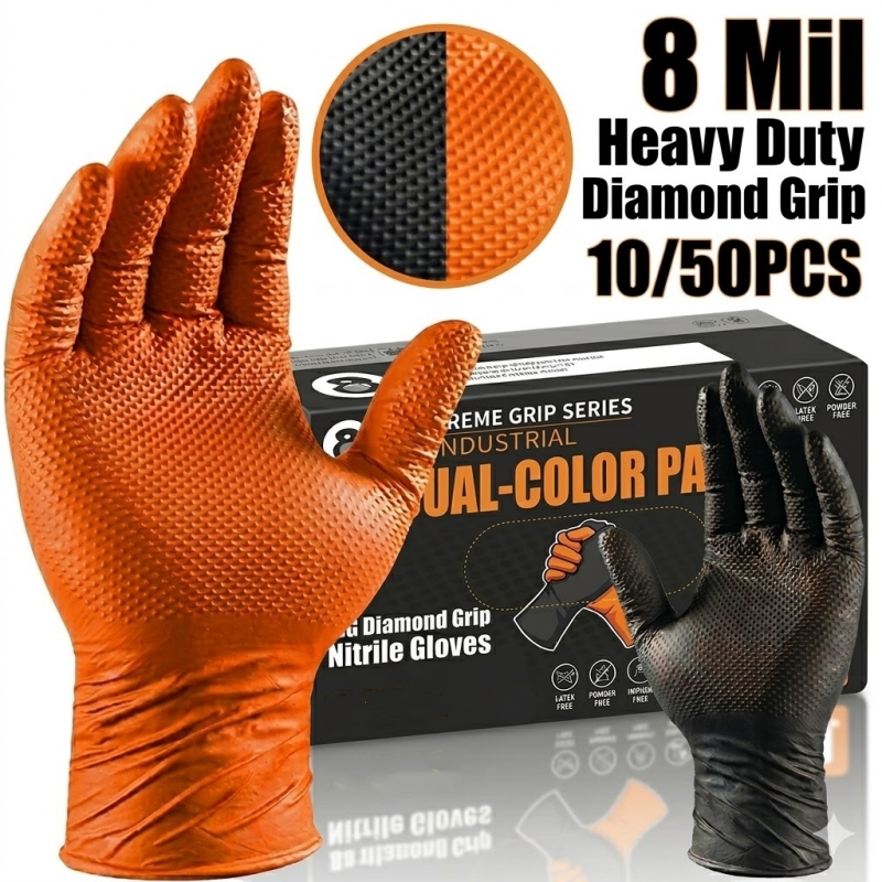 Heavy Duty Orange Nitrile Glov - Nitrile Mechanic Glove incelemesi ve fiyatı