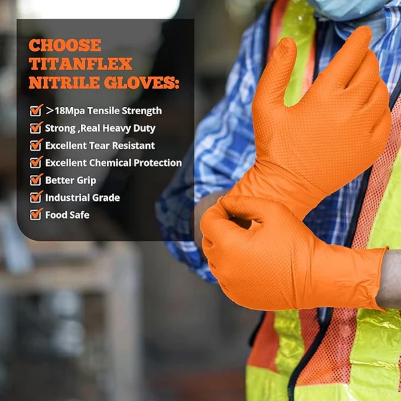 Heavy Duty Orange Nitrile Glov - Nitrile Mechanic Glove incelemesi ve fiyatı