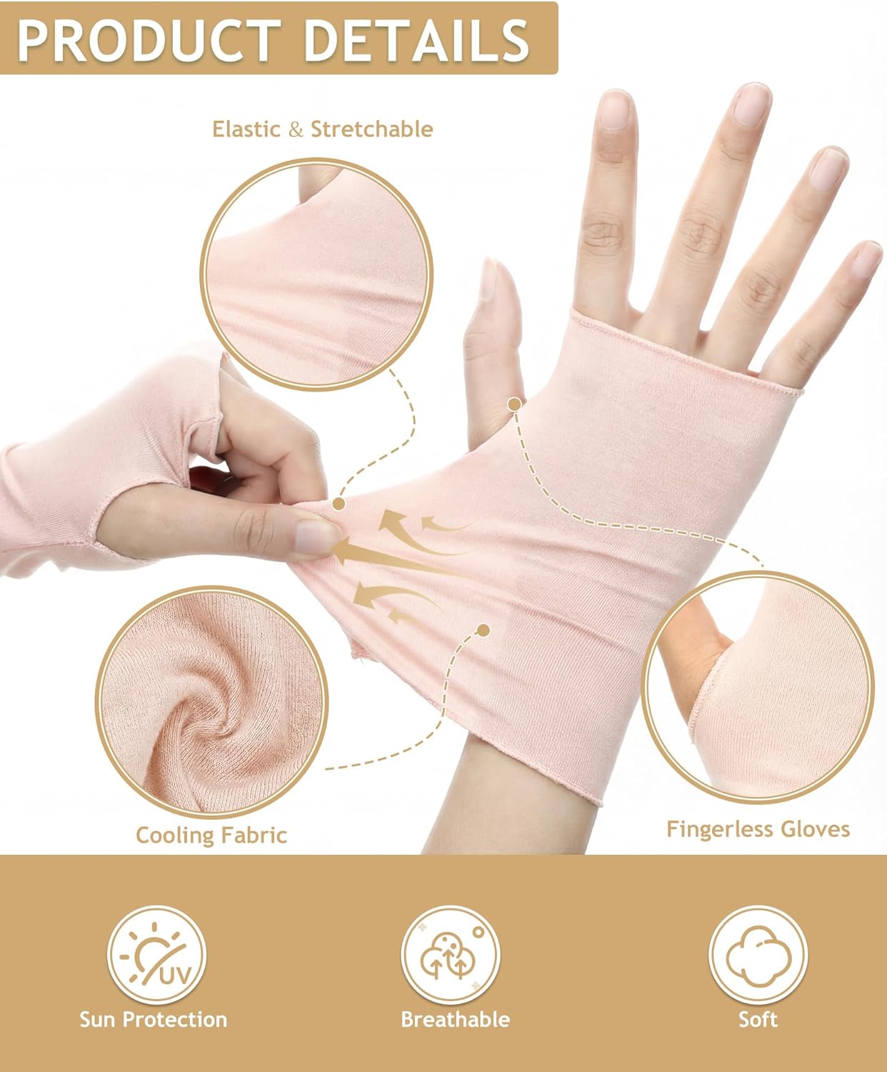 1 pair of sun protection glove - Fingerless Glove Knit incelemesi ve fiyatı