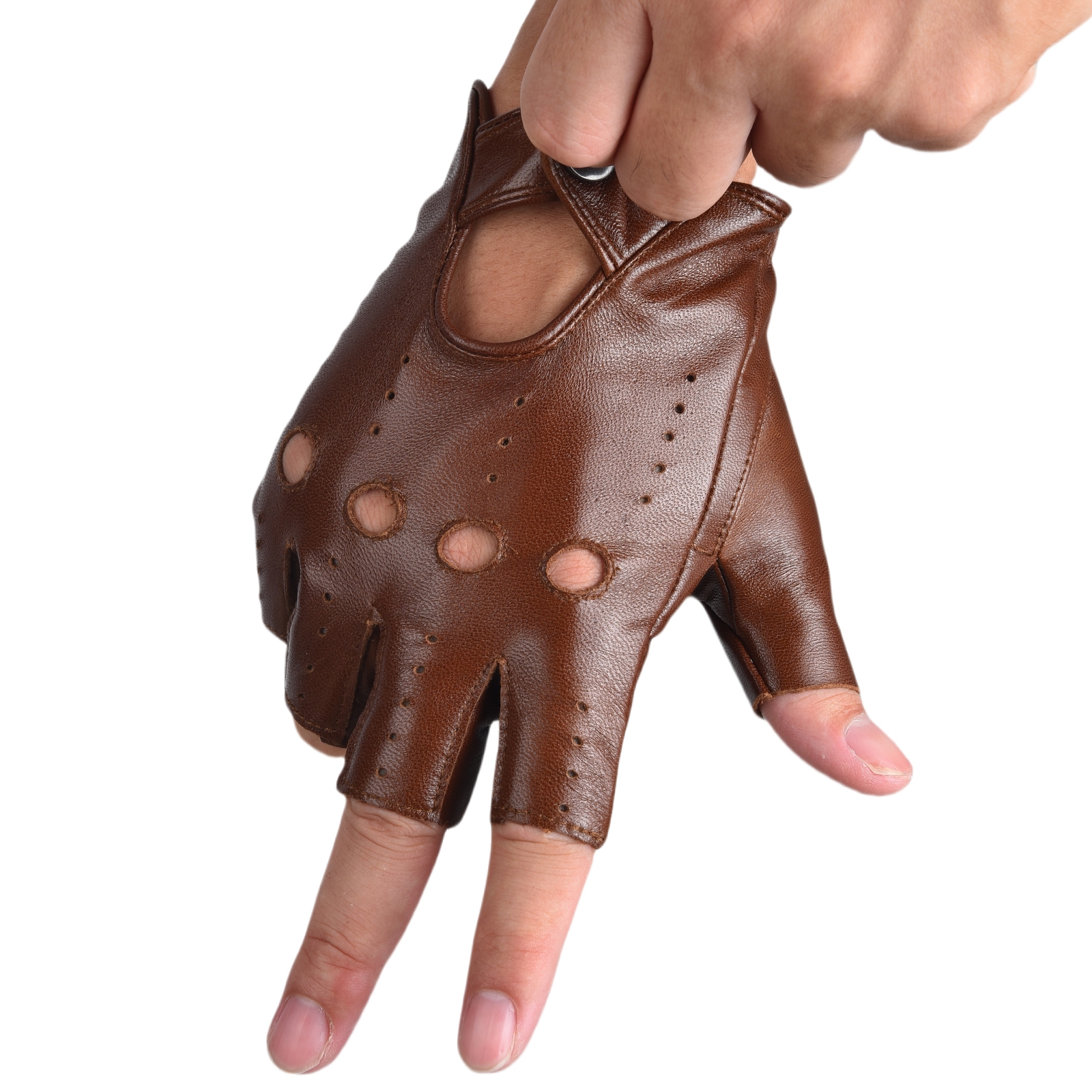 Mens Fingerless Half Finger Le - Leather Driving Glove incelemesi ve fiyatı