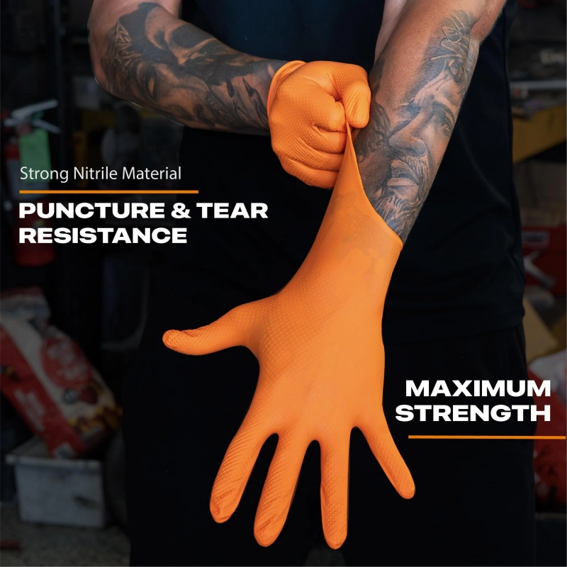 Heavy Duty Orange Nitrile Glov - Nitrile Mechanic Glove incelemesi ve fiyatı
