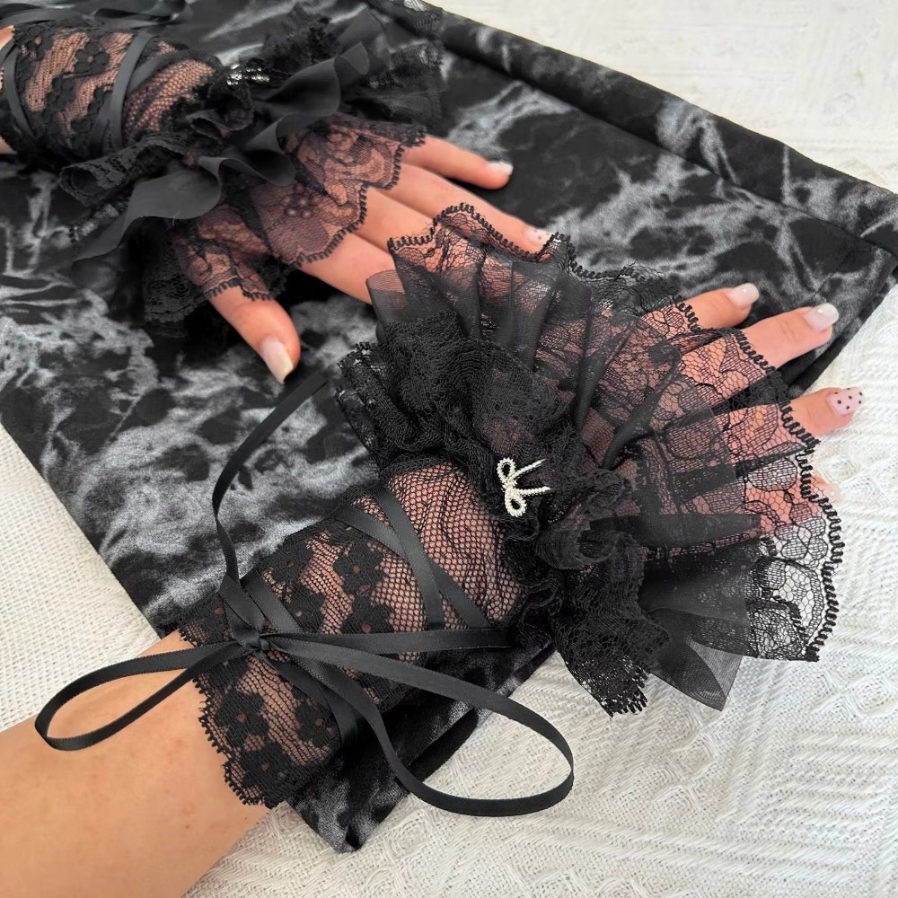 1Pair Black/White Fingerless G - Fingerless Glove Knit incelemesi ve fiyatı